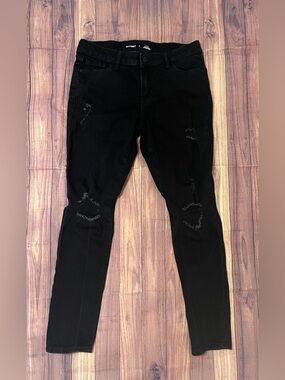 Old Navy Black Distressed Skinny Jeans